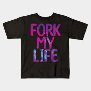 Fork My Life Neon Punny Statement Graphic Kids T-Shirt